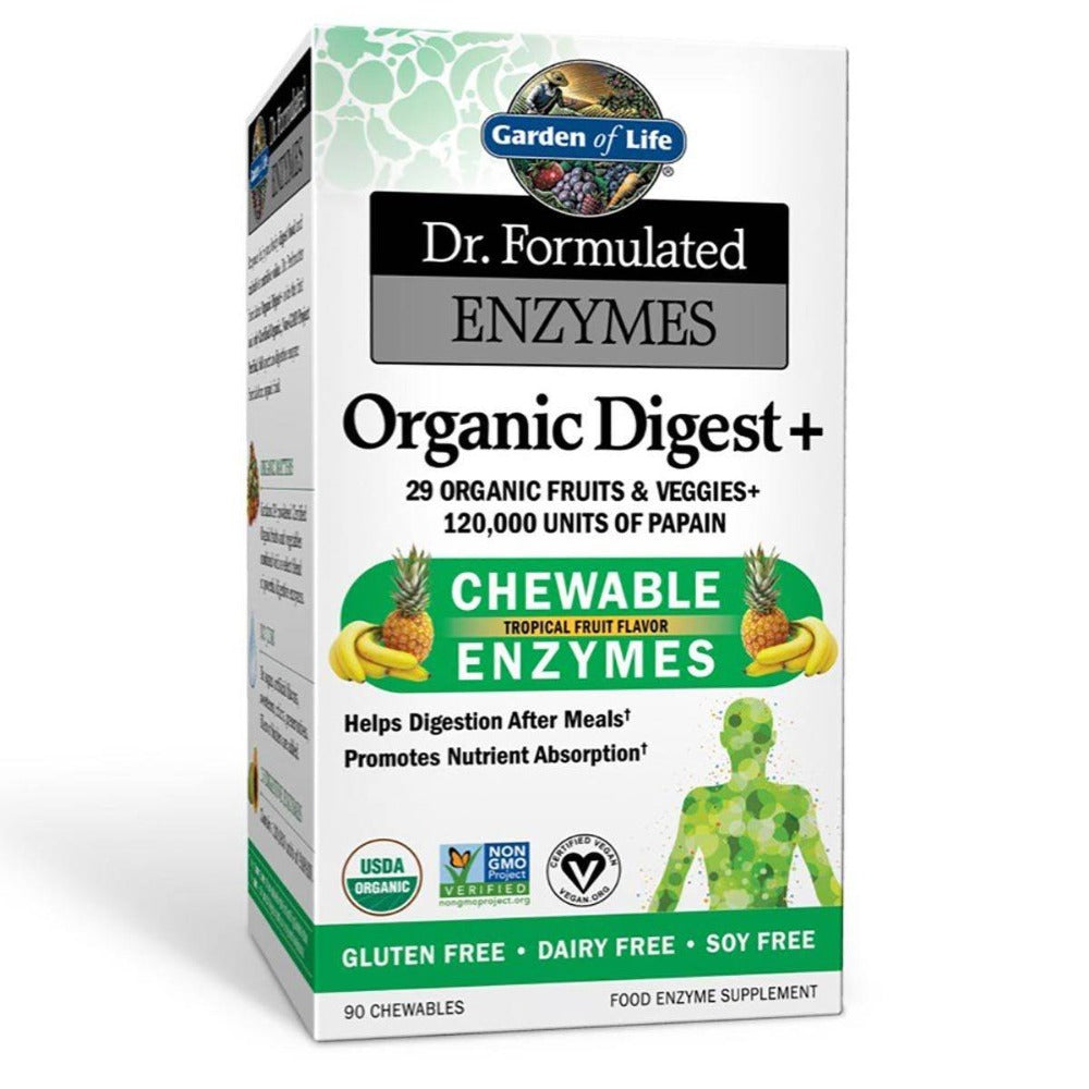 Garden of Life Dr. Formulated Enzymes Organic Digest+ 90 Chewables Digestive Health / Probiotics Garden of Life  (1059190407211)