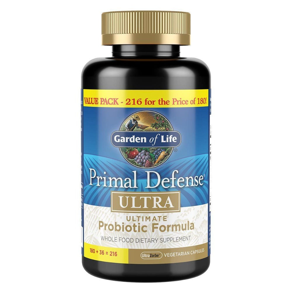 Garden of Life Primal Defense Ultra (Bonus 20% More Free) 216 Caps Digestive Health / Probiotics Garden of Life  (1058213855275)