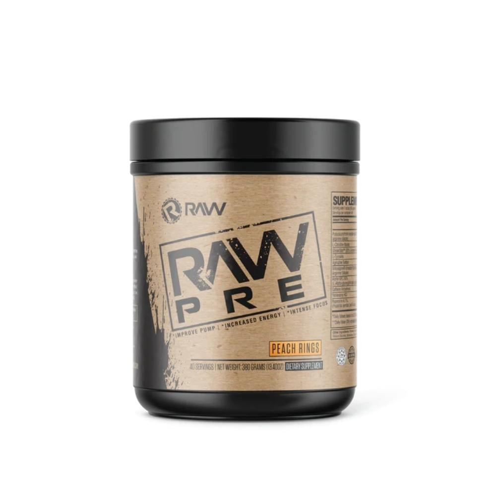 RAW Nutrition Pre 40 Servings Pre-Workouts Raw Peach Rings 