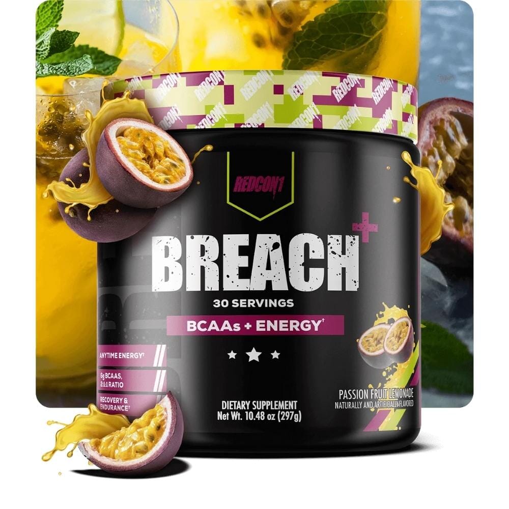 Redcon1 Breach + Energy 30 Servings Sports Performance Recovery Redcon 1 Passion Fruit Lemonade 