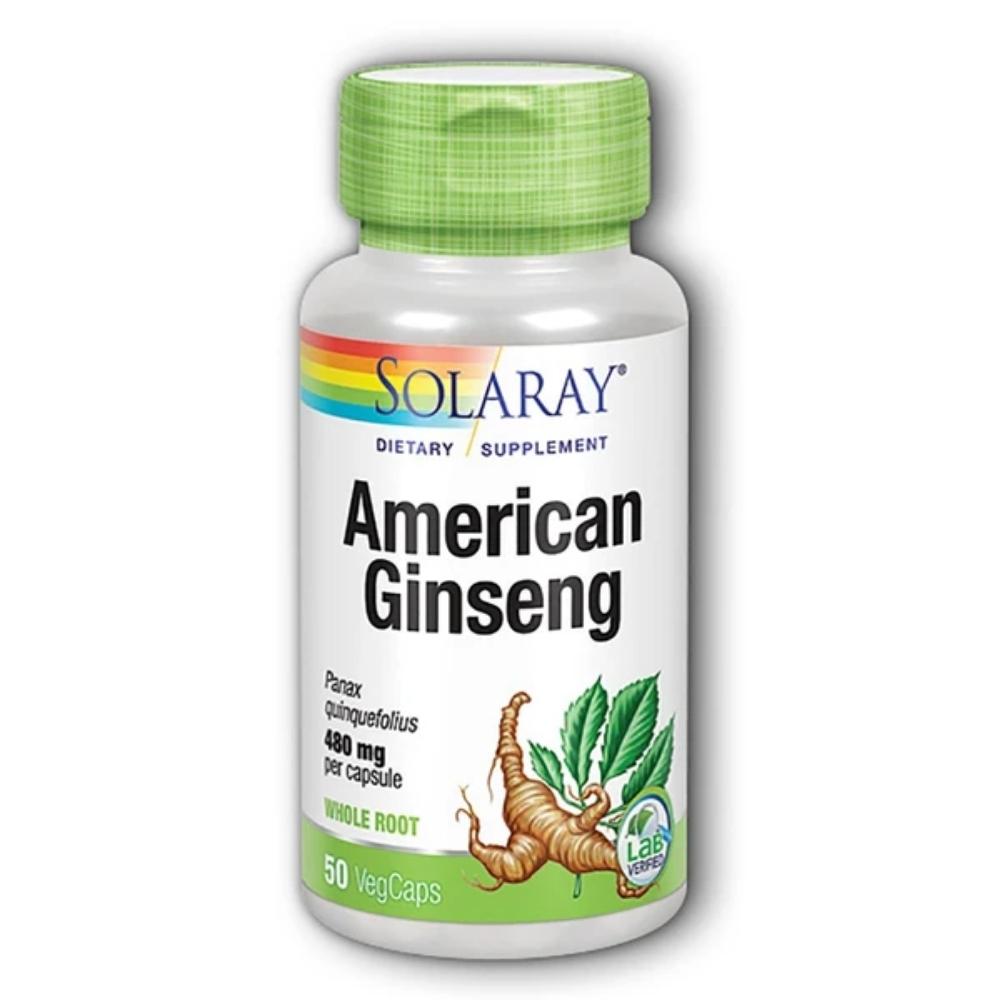 Solaray Ginseng Root American 480mg 50 Capsules Herbs Solaray 