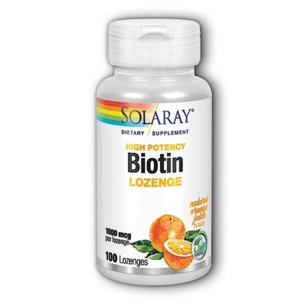 Solaray Biotin 1000mcg 100 Sublingual Lozenges Vitamins Solaray 