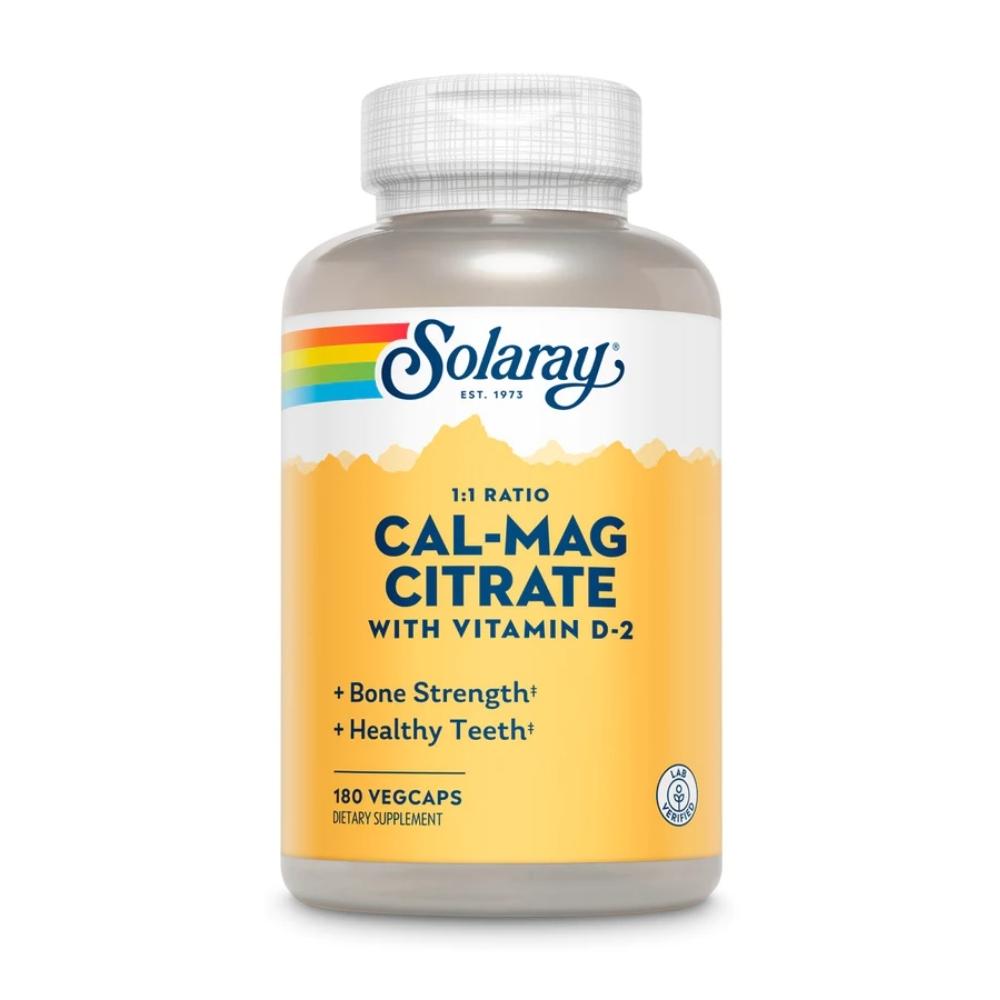 Solaray CAL-MAG Citrate & Vitamin D2 1:1 180 Capsules Store Stock Only Solaray 