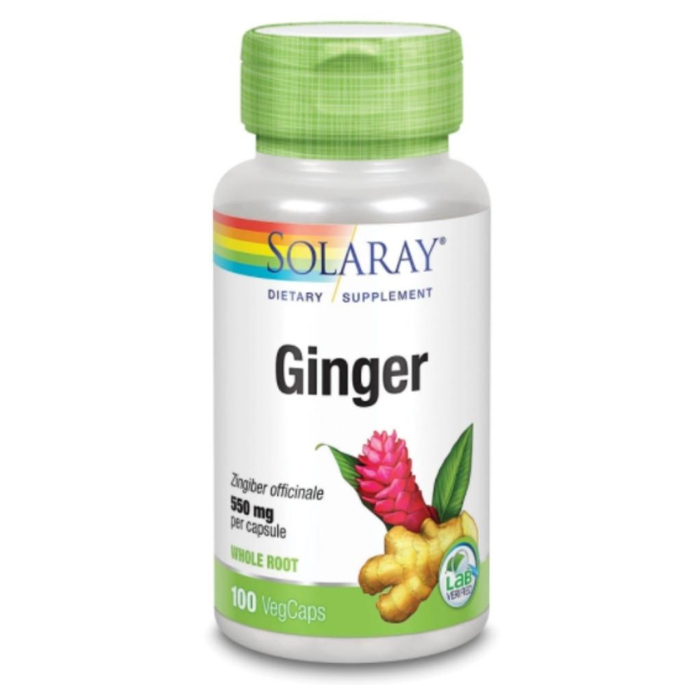 Solaray Ginger Root 550mg 100 Vege Capsules Herbs Solaray 