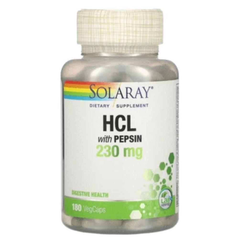 Solaray HCl w/ Pepsin 180 Capsules Digestive Health / Probiotics Solaray 