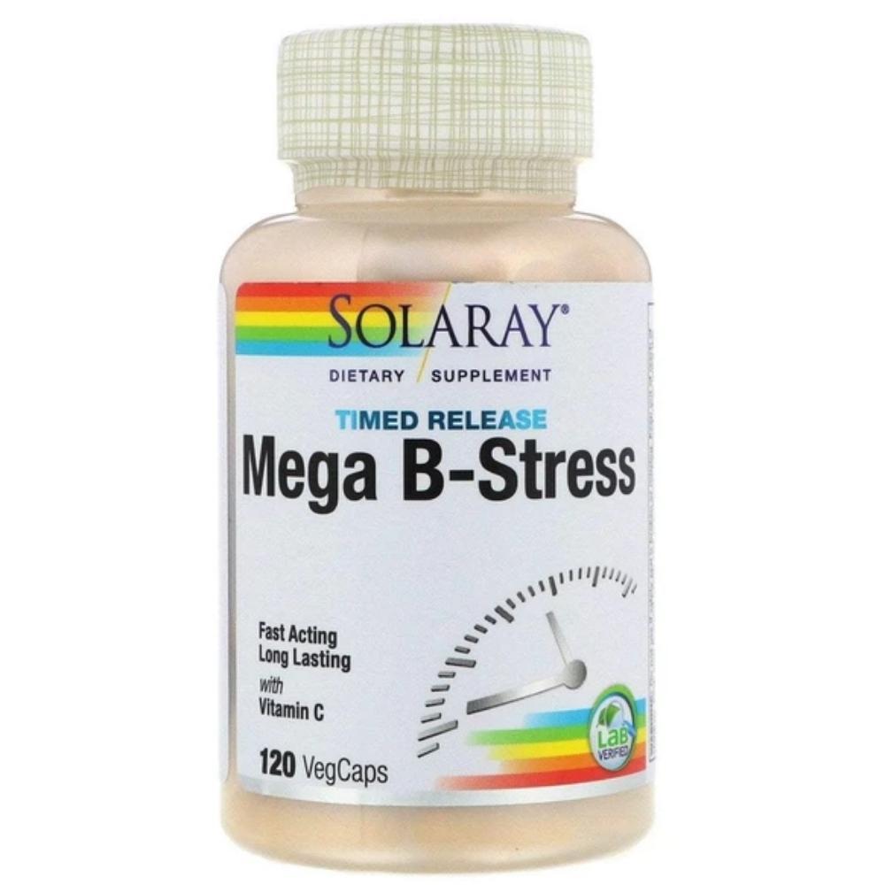 Solaray Mega B-Stress Two Staged, Timed Release 120 Capsules Vitamins Solaray 