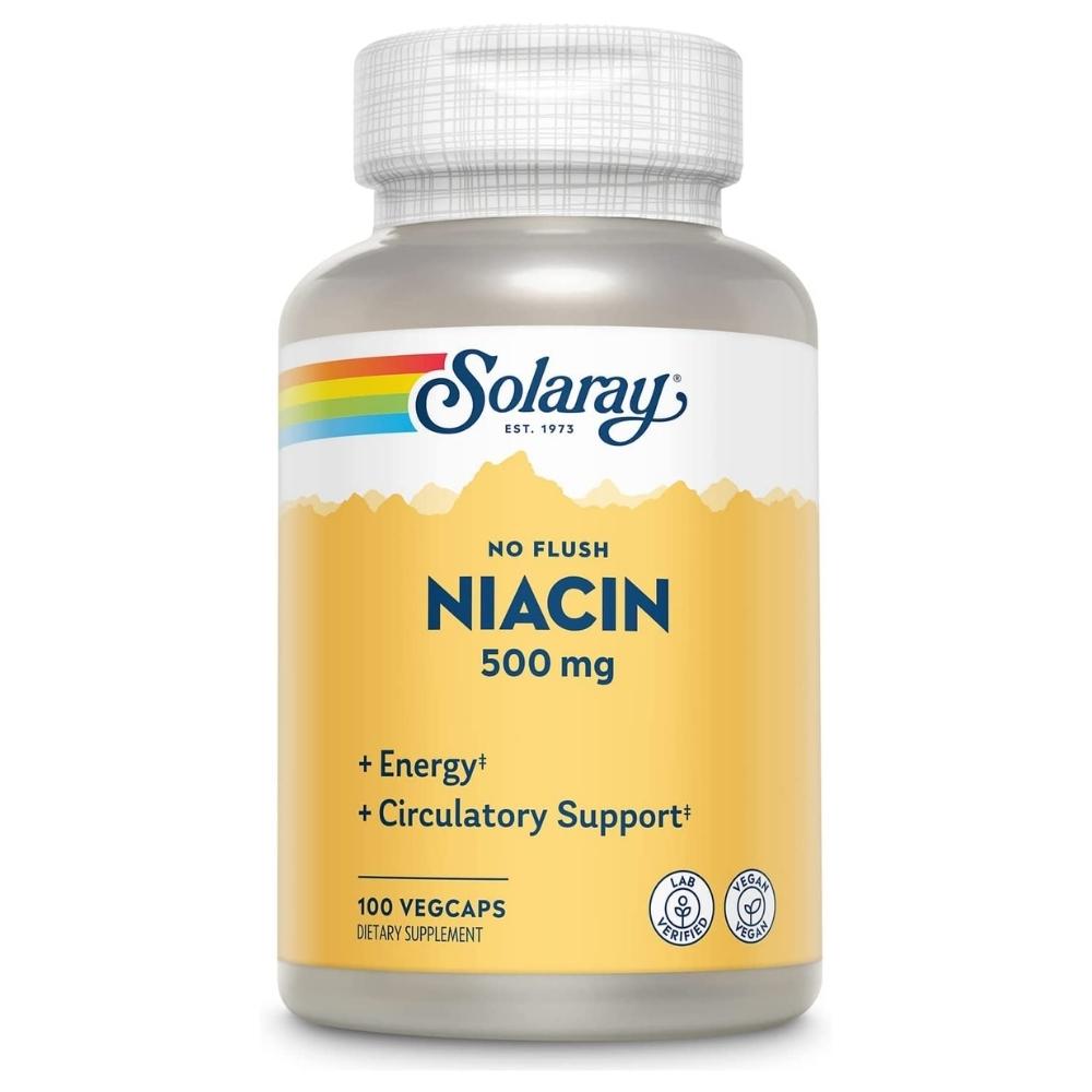Solaray No Flush Niacin 500mg 100 Capsules Vitamins Solaray 