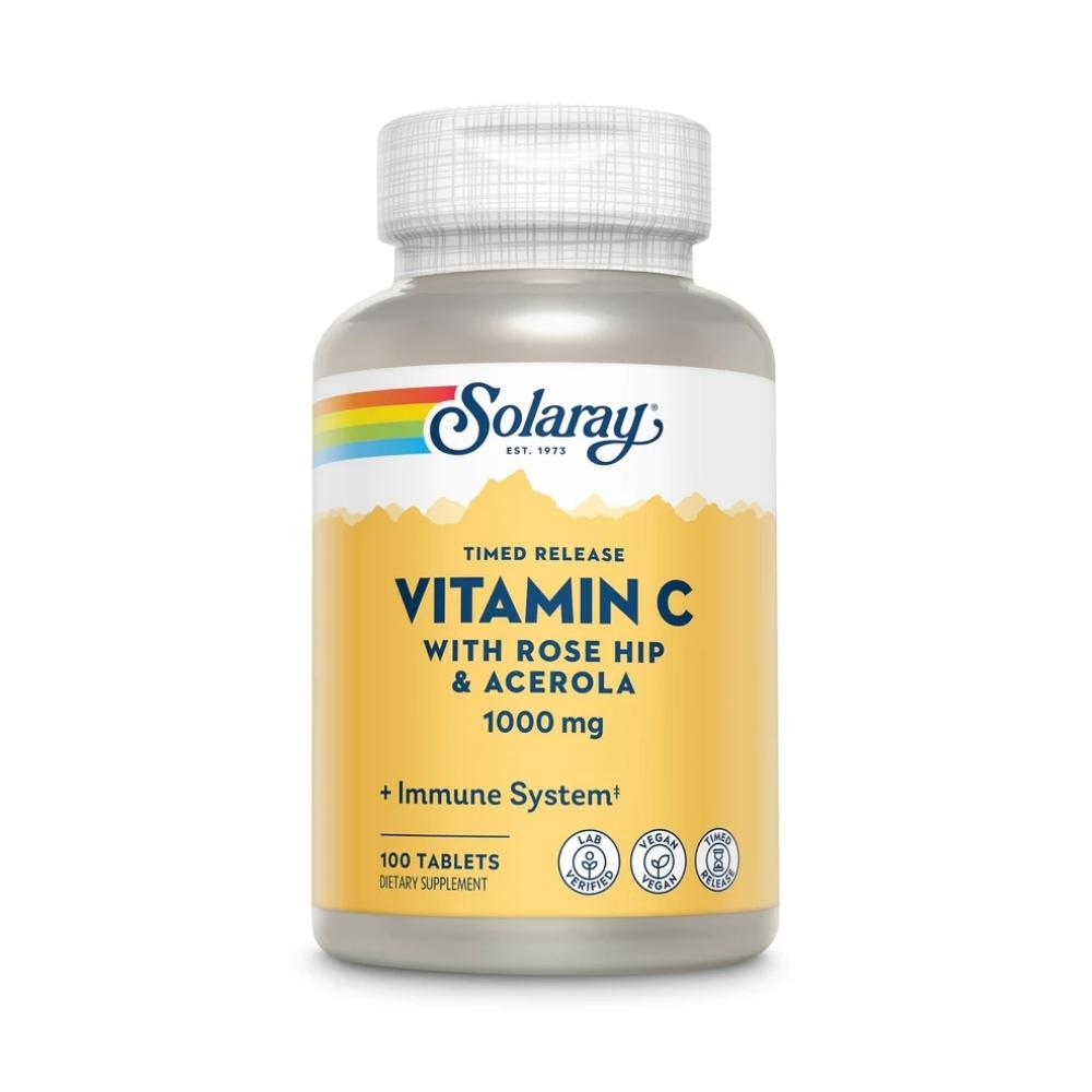 Solaray Time Release Vitamin C w Rose Hips and Acerola 1000mg 100 Vege Capsules Vitamins & Minerals Solaray 