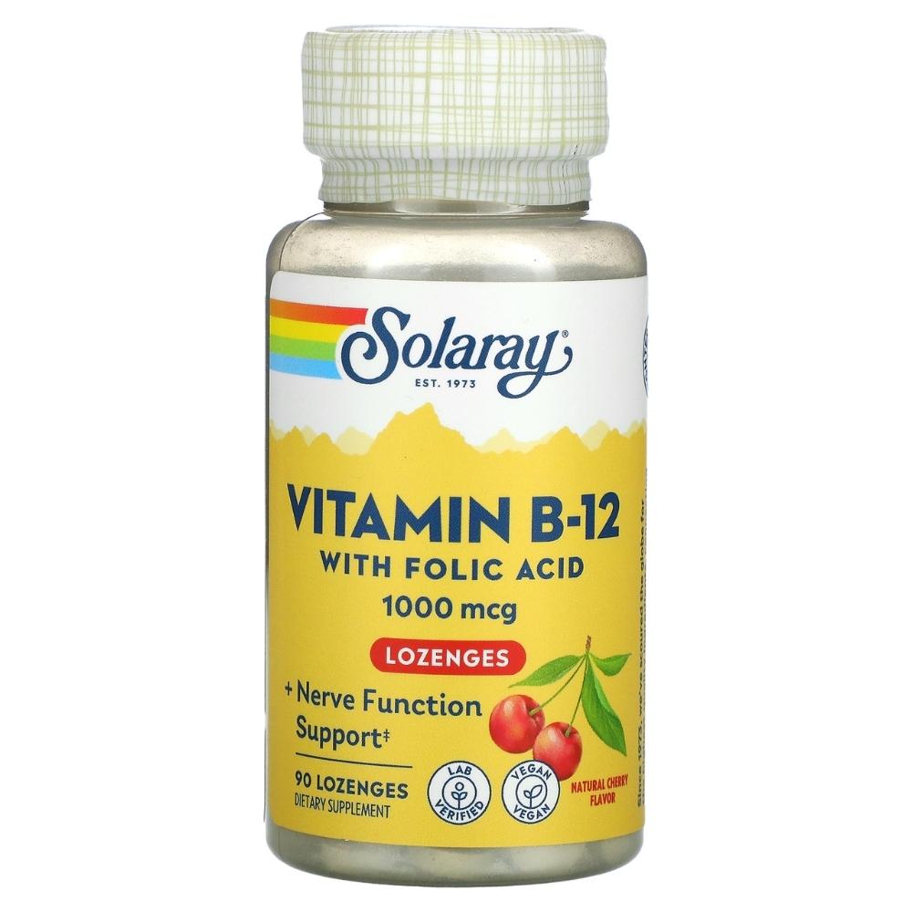 Solaray Vitamin B-12 2000mcg Cherry 90 Lozenges Vitamins Solaray 