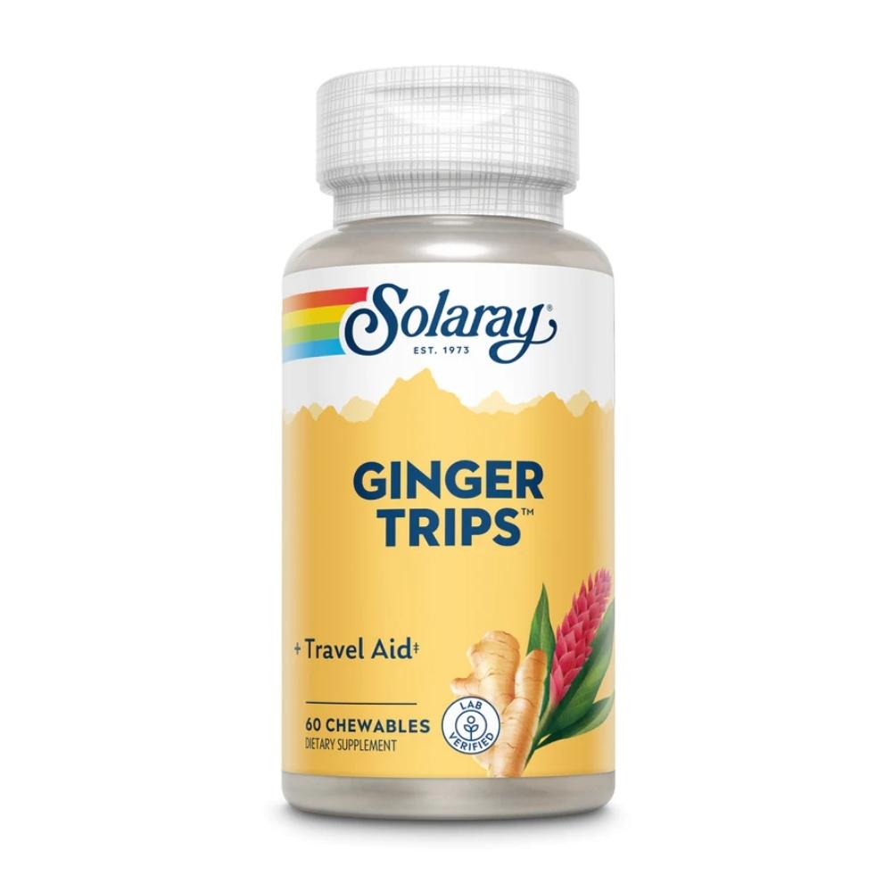 Solaray Ginger Trips 67mg 60 Chewable Wafers Digestive Health / Probiotics Solaray 