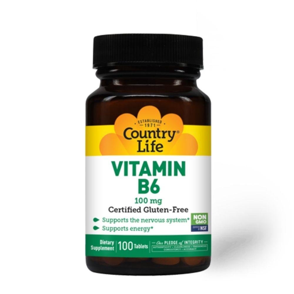 Country Life Vitamin B6 100mg 100 Tablets Vitamins & Minerals Country Life 