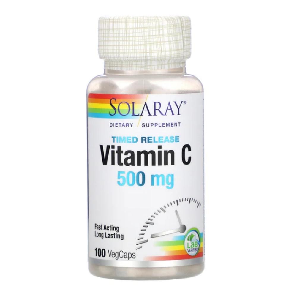 Solaray Vitamin C Two-Staged, Timed Release 500mg 100 Capsules Vitamins Solaray 