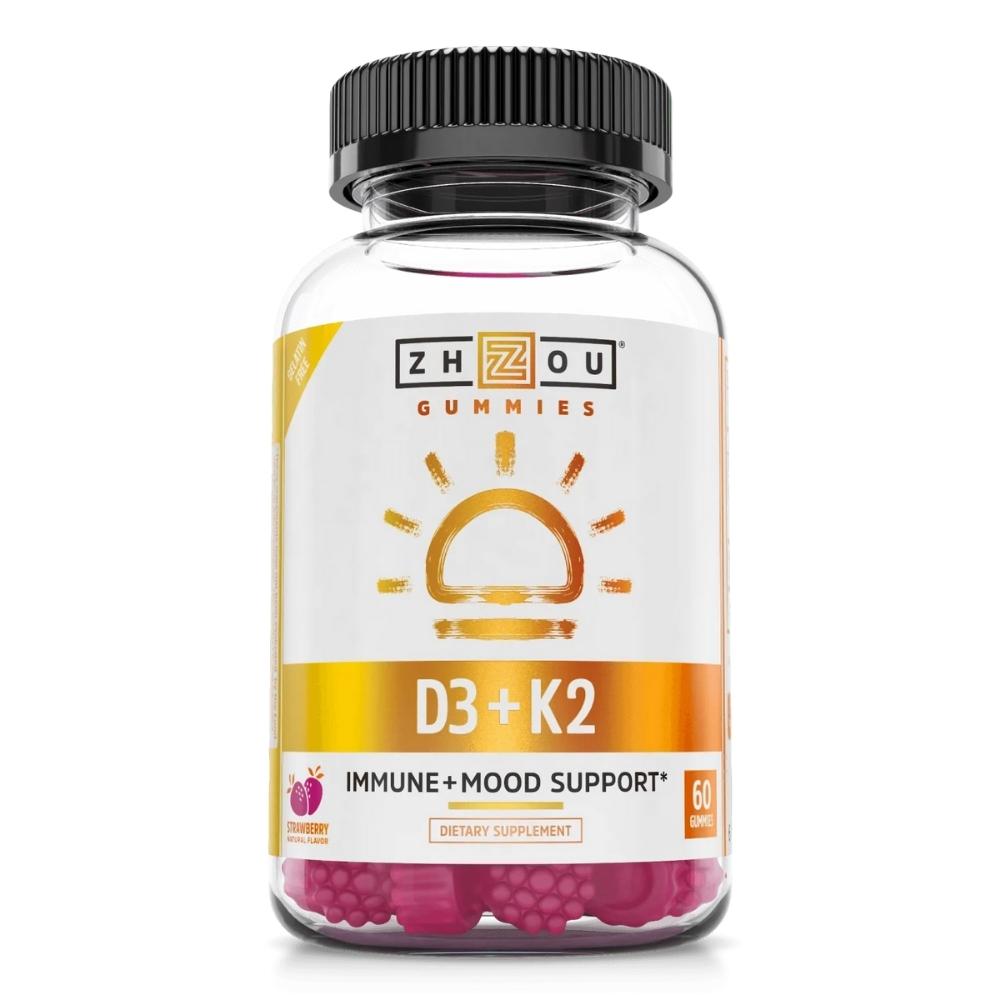 ZHOU D3 + K2 Immune & Mood Support 60 Gummies Vitamins & Minerals ZHOU 