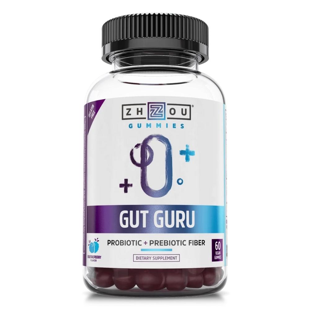 ZHOU GUT GURU PREBIOTIC + PROBIOTIC FIBER 60 Vegan Gummies Digestive Health ZHOU 