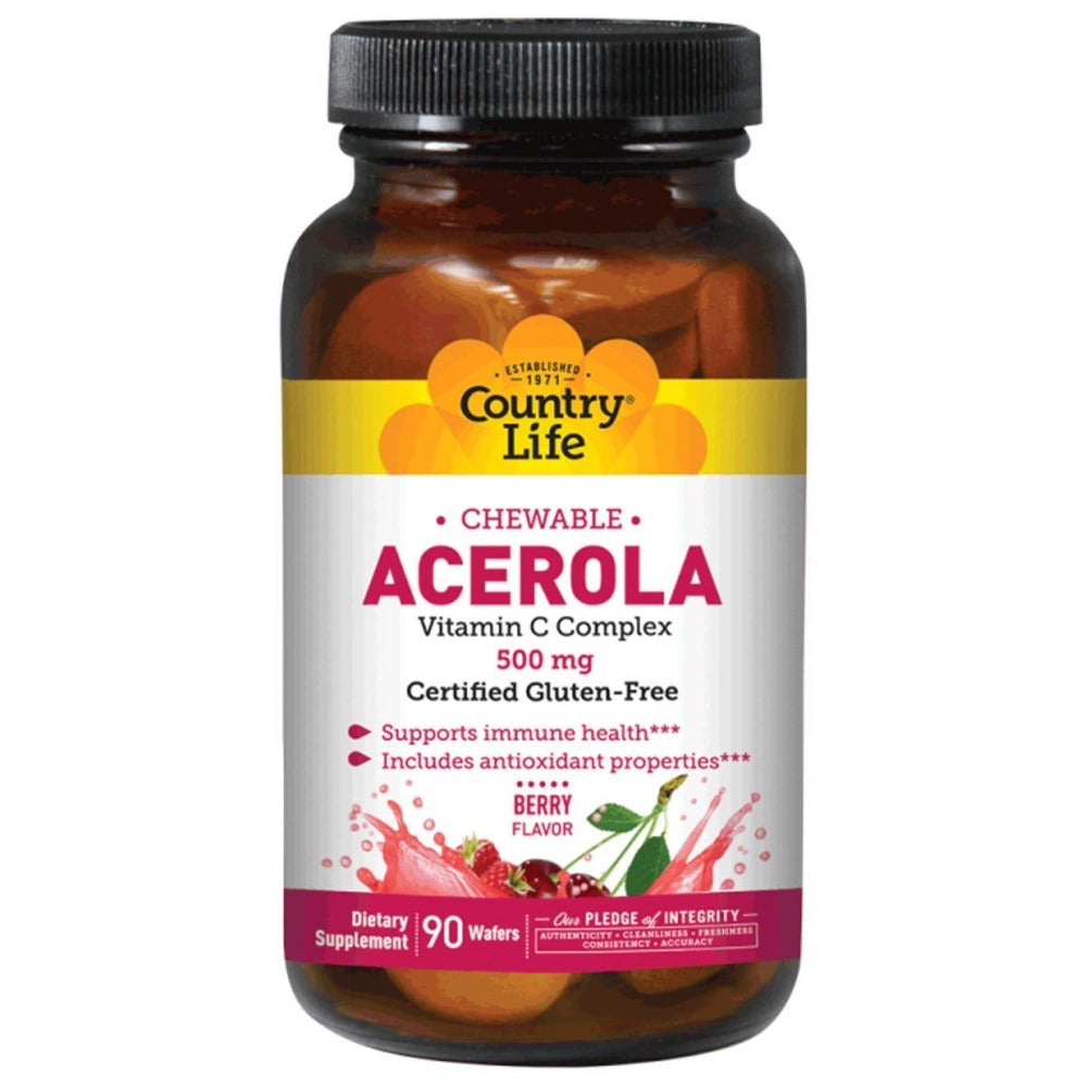 Country Life Acerola C 500 mg w/Bioflavanoids and Rutin 90 tabs Vitamins Country Life  (1057874739243)