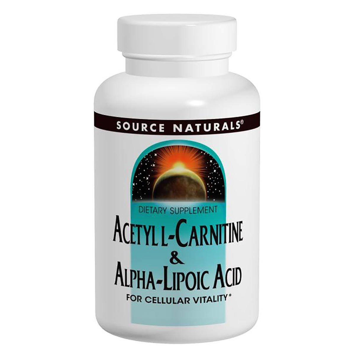 Source Naturals Acetyl L-Carnitine and Alpha Lipoic Acid 650mg 60 Tabs Antioxidants / CoQ-10 Source Naturals  (1058110308395)
