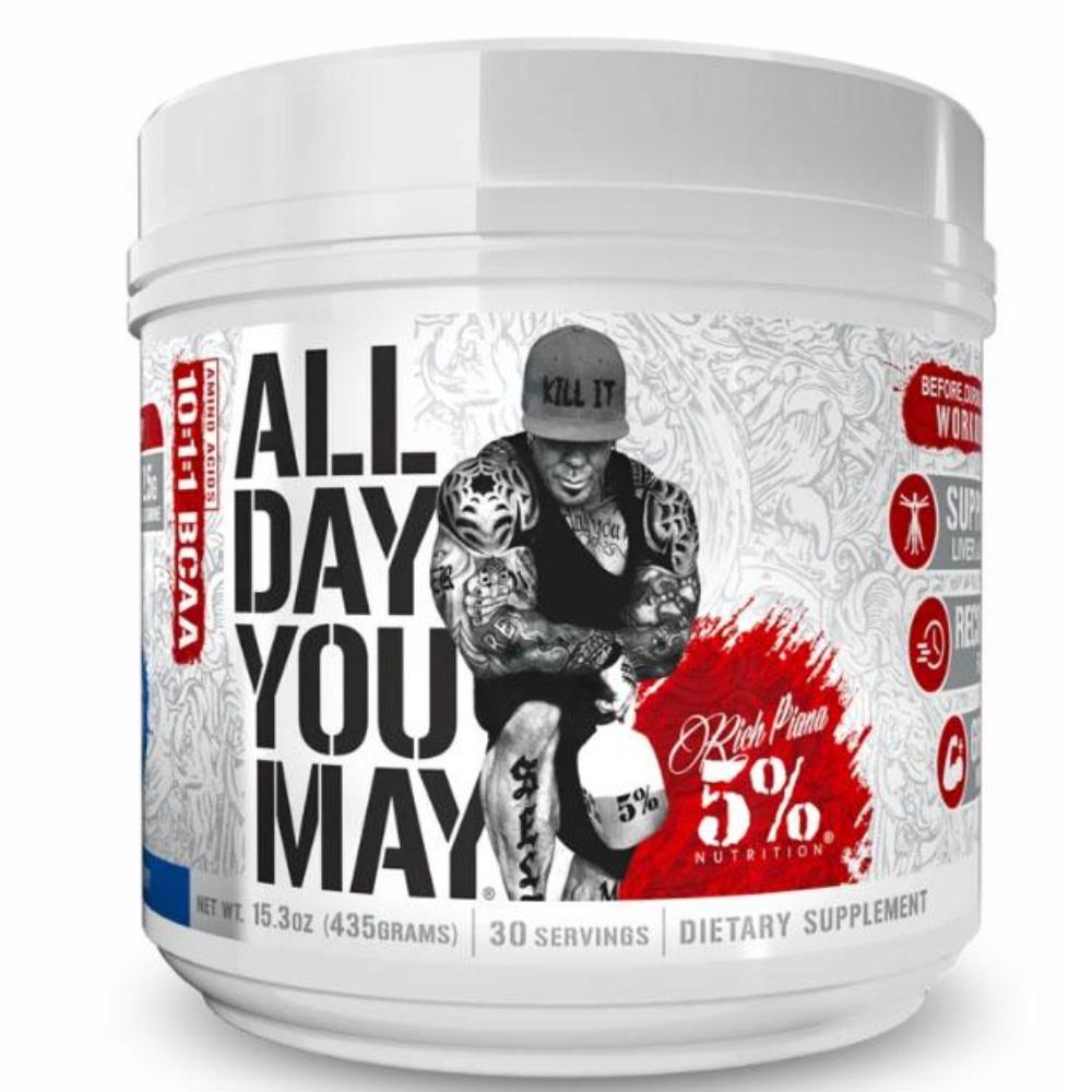 5% Nutrition All Day You May 30 Servings Amino Acids 5% Nutrition Blue Raspberry 