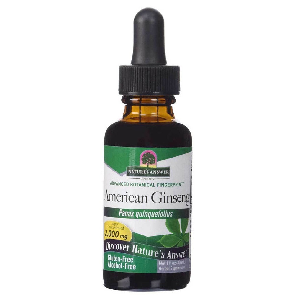 Nature's Answer Alcohol Free Liquid American Ginseng 1 Fluid Ounces Herbs Nature's Answer  (1058061647915)