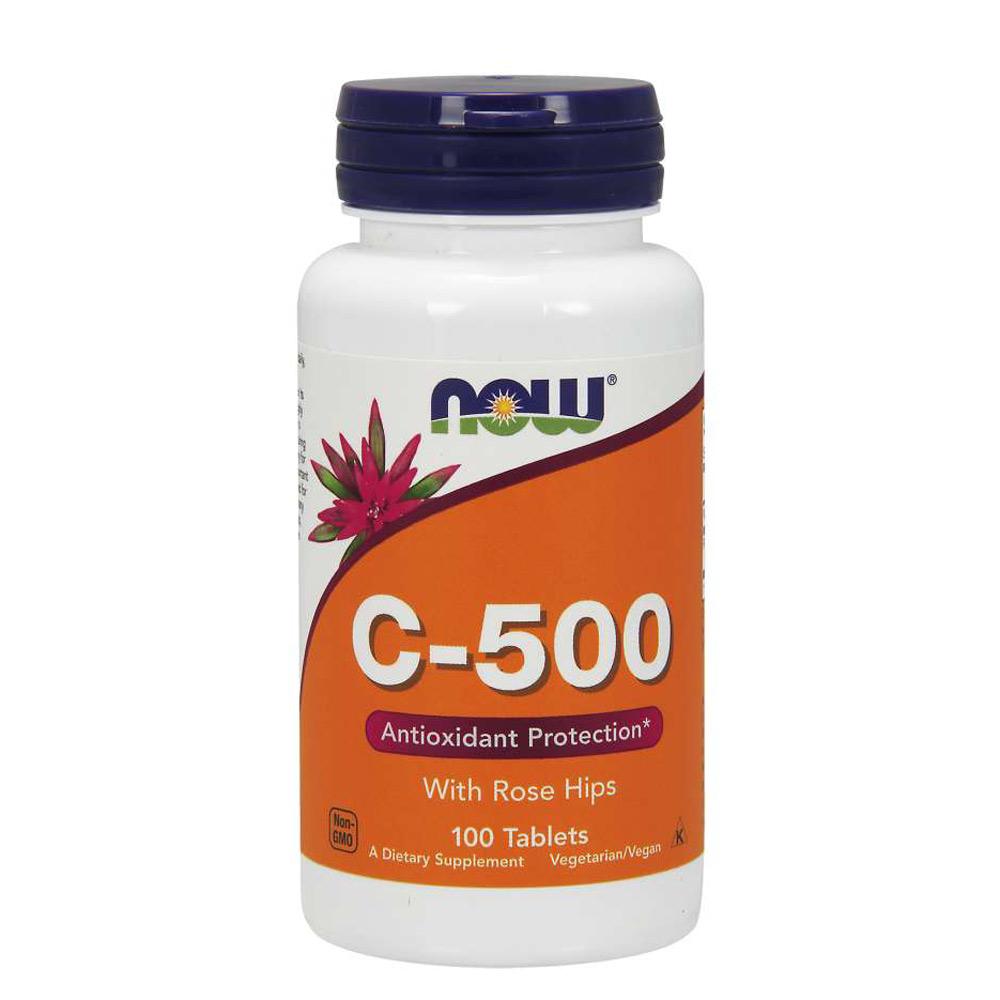 Now Foods C-500 with Rose Hips 100 Tablets Antioxidants / CoQ-10 Now Foods  (1059138011179)