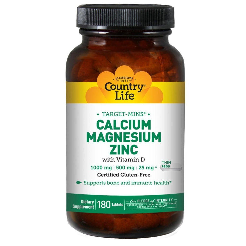 Country Life Target-Mins Calcium Magnesium Zinc 180 Tablets Minerals Country Life  (1057871953963)