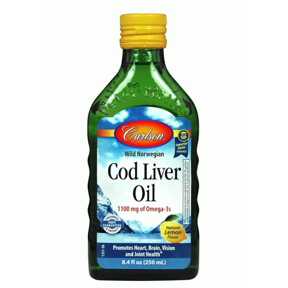 Carlson Norwegian Cod Liver Oil Lemon 250ml Omega Fatty Acids / EFAs Carlson  (1058304294955)