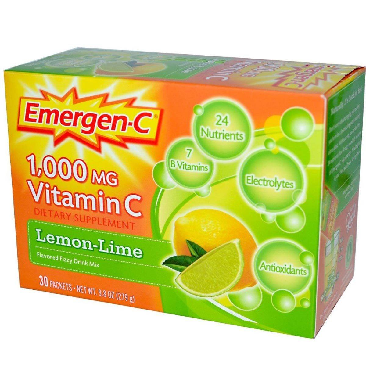 Alacer Emergen-C 30 Pack Vitamins Alacer Lemon Lime  (1057906720811)