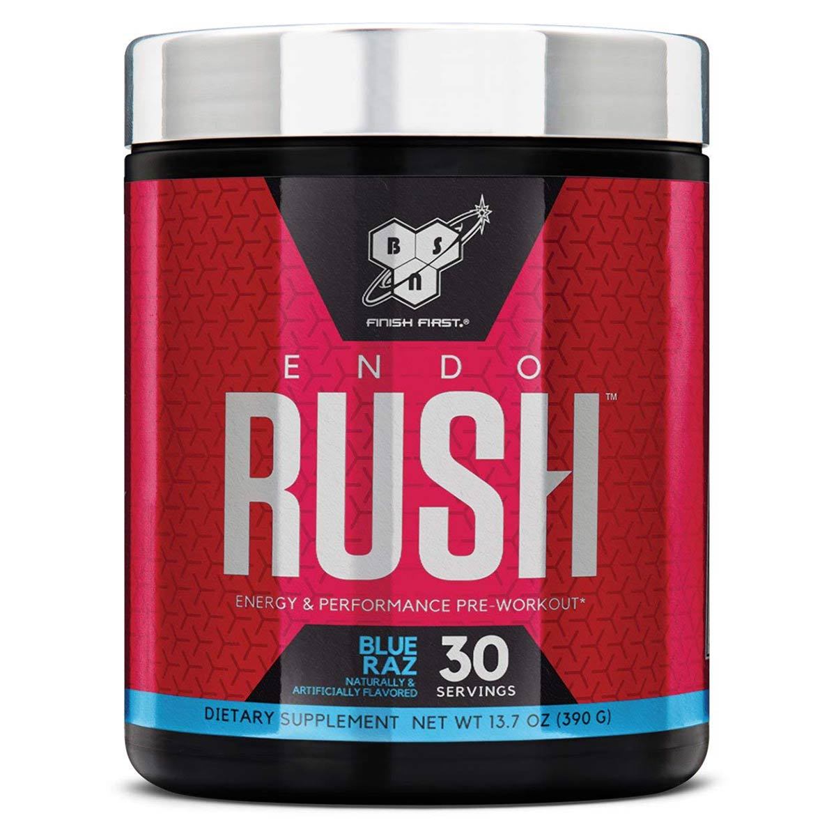 BSN Endorush 30 Servings Pre-workout BSN Blue Raz  (1533309091883)