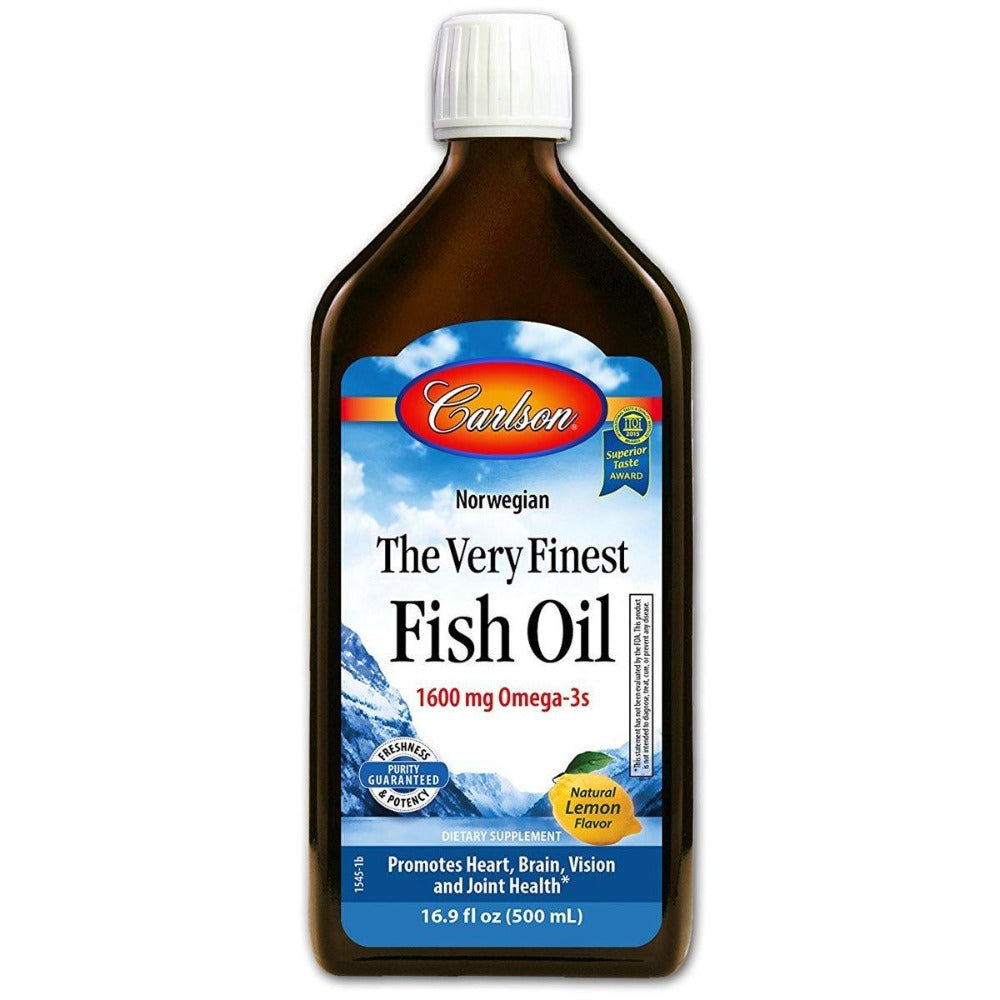 Carlson Finest Fish Oil Liquid Omega 3 Lemon Flavor 500mL Omega Fatty Acids / EFAs Carlson  (1057998307371)