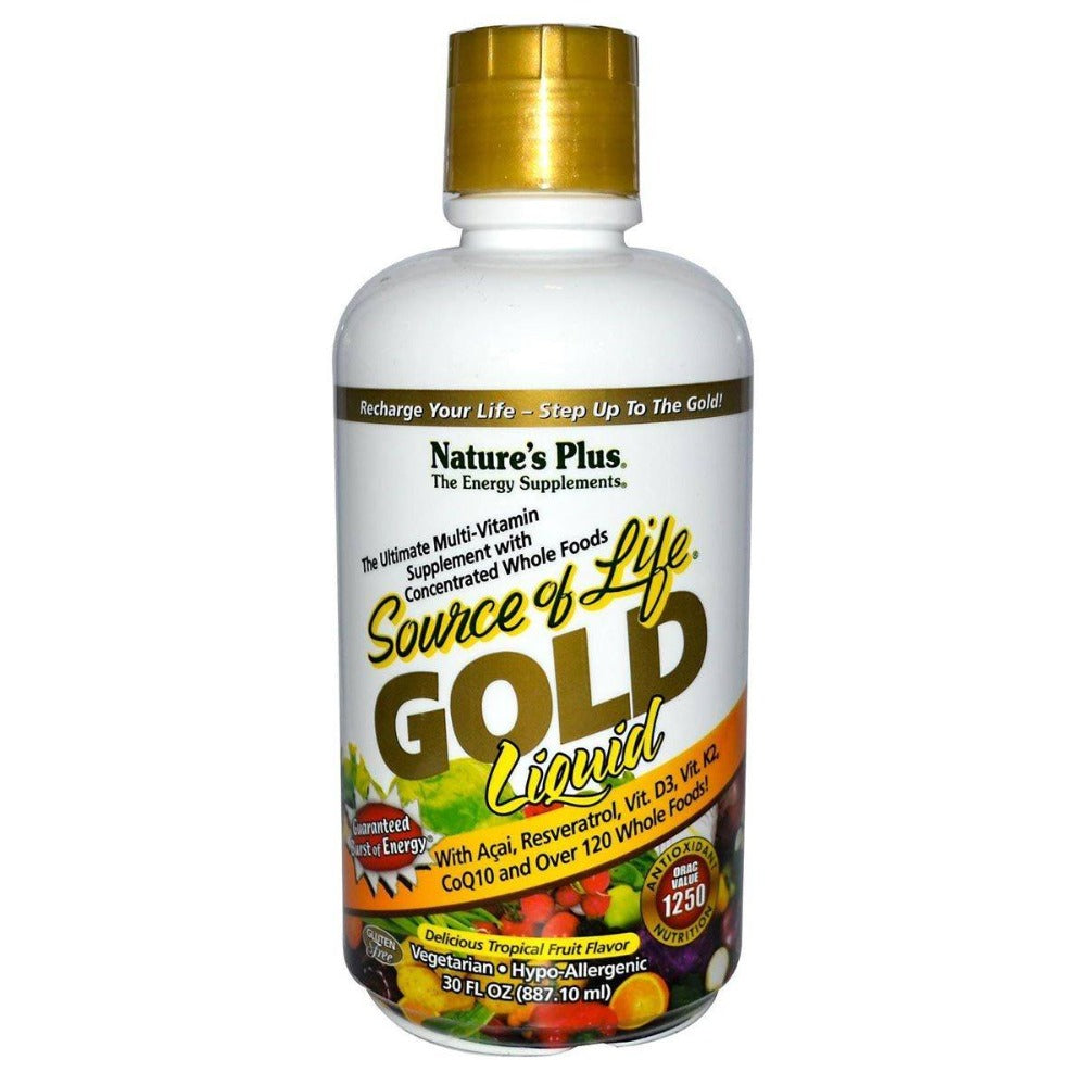 Nature's Plus Source of Life Gold Liquid Delicious Tropical Fruit Flavor 30 Fl Oz Vitamins Nature's Plus  (1058616705067)