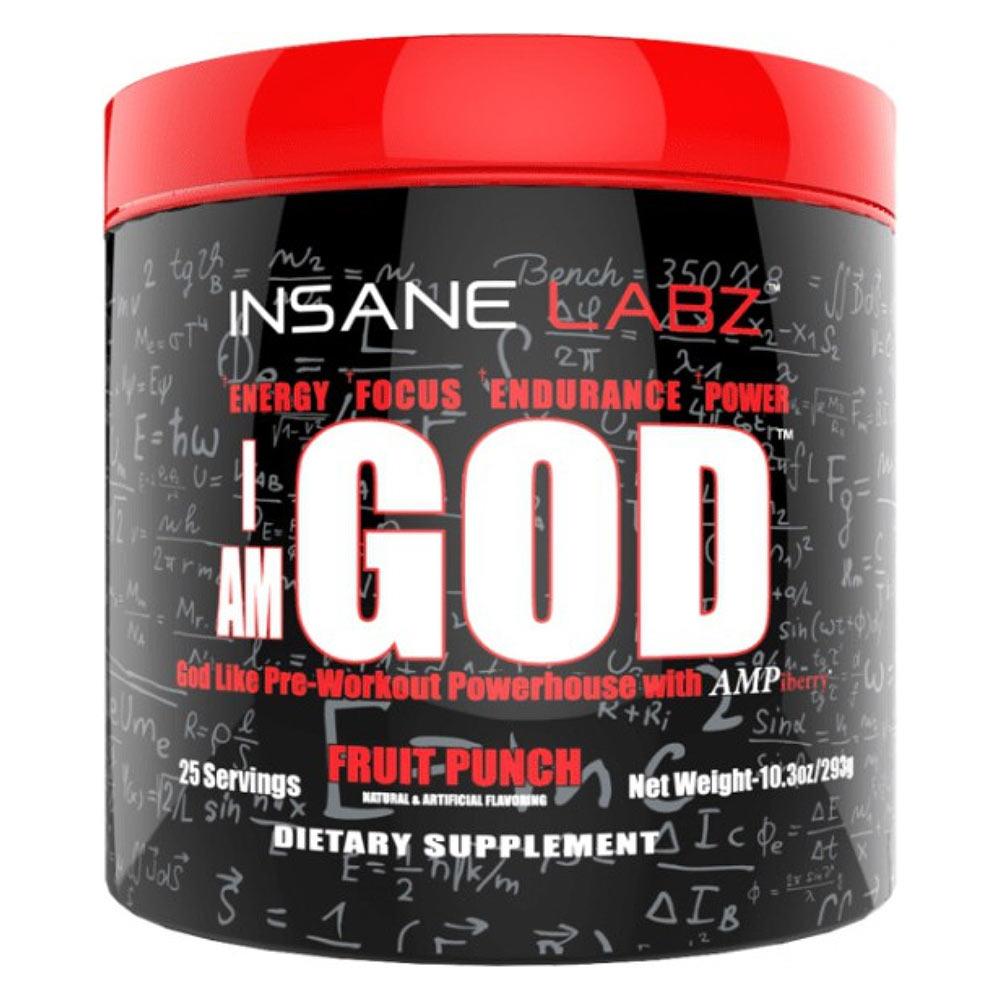 Insane Labz I am God 25 Servings Sports Performance Recovery Insane Labz Fruit Punch  (1712165519403)