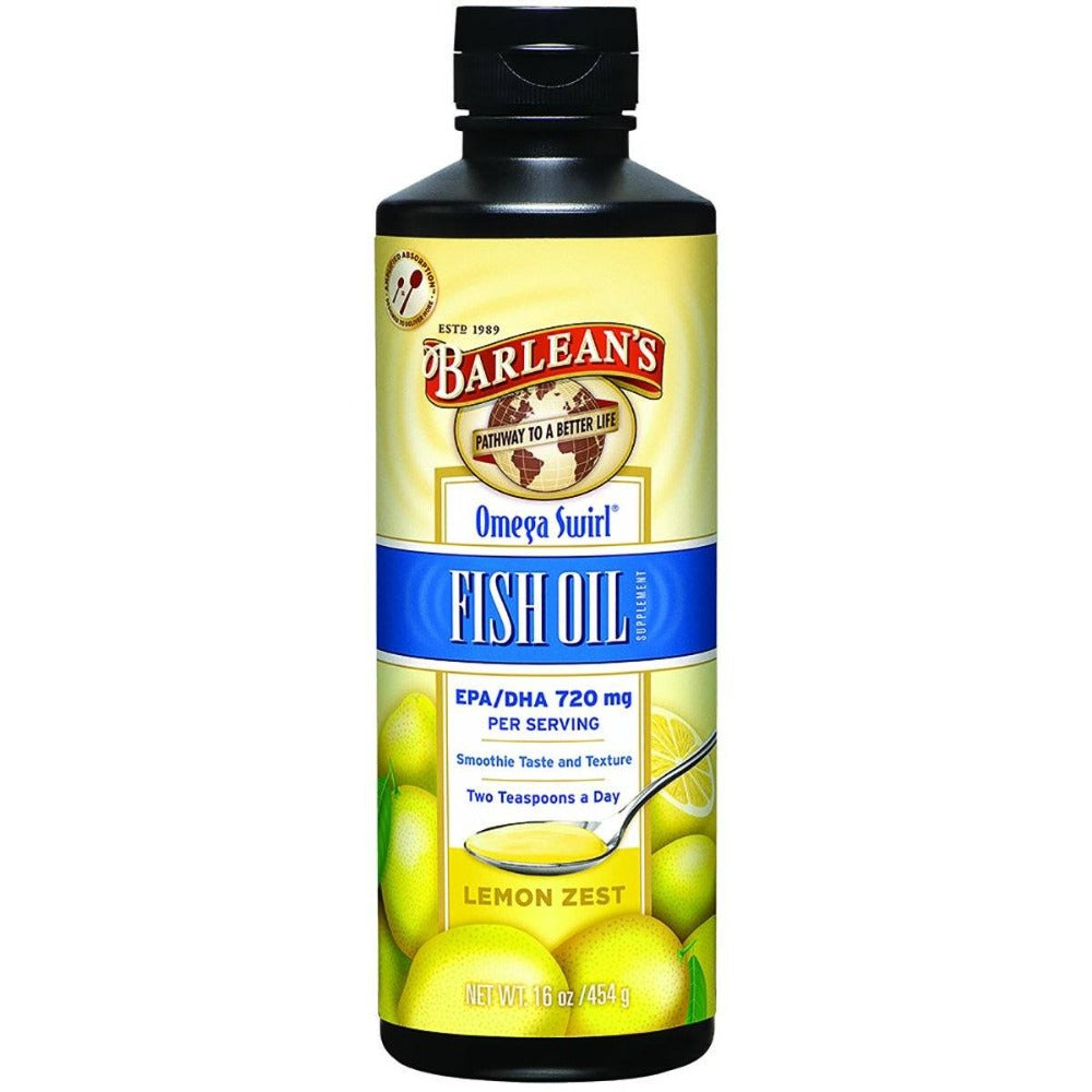 Barlean's Omega Swirl Omega-3 Fish Oil Supplement Lemon Zest 16 Fl Oz Omega Fatty Acids / EFAs Barlean's  (1058149138475)