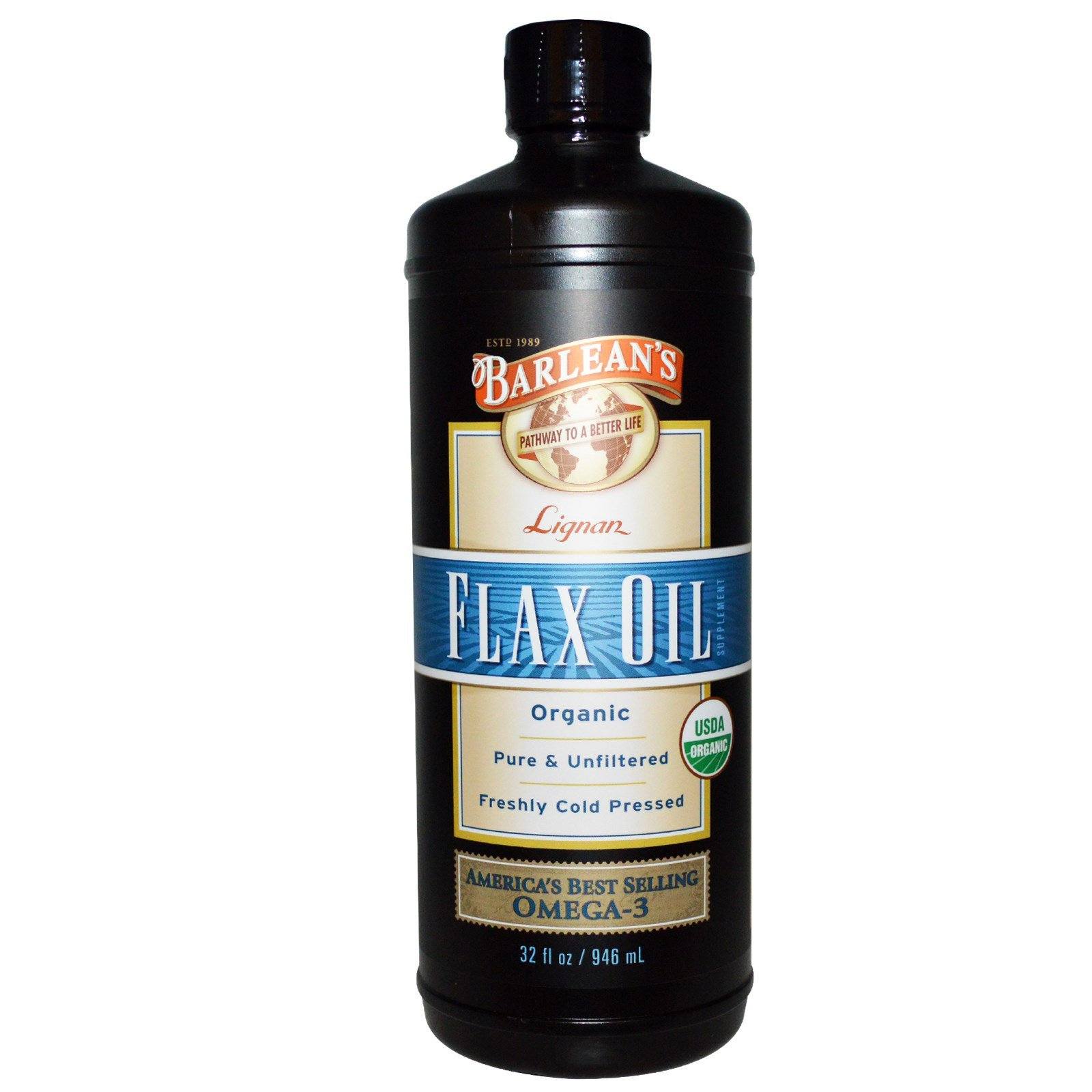 Barlean's Organic Lignan Flax Oil 32 Oz Barlean's  (1059096461355)