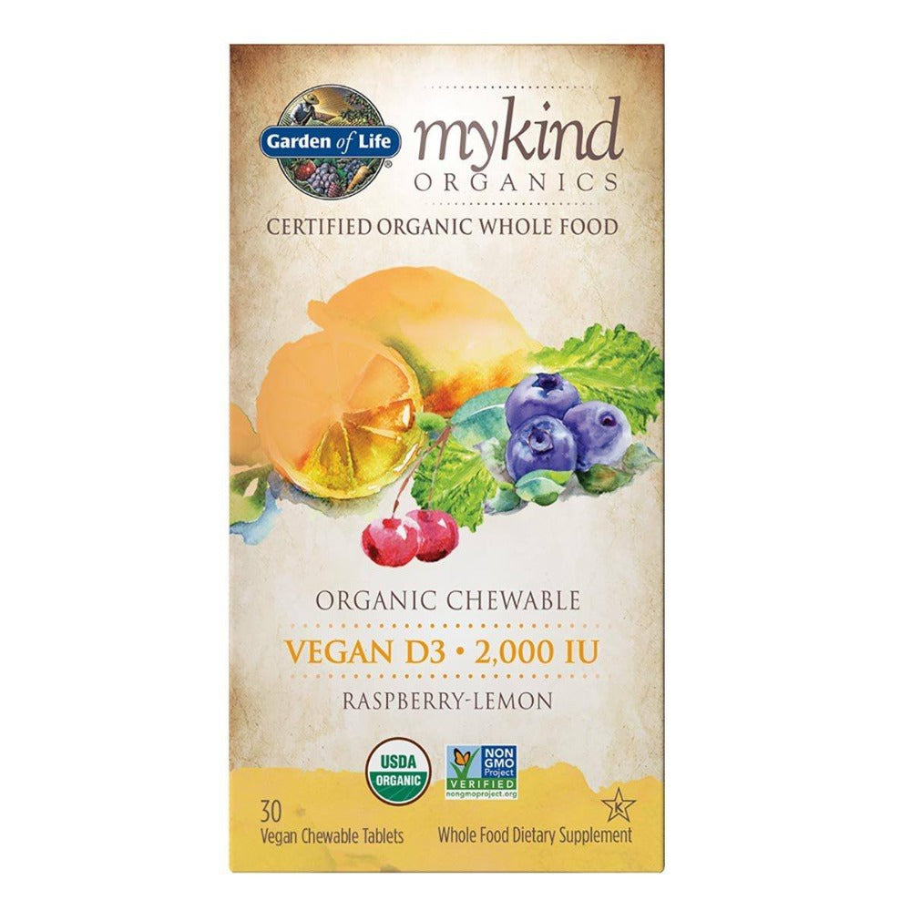 Garden of Life Kind Organics Vegan D3 Rasperry-Lemon 2000iu 30VCT Vitamins Garden of Life  (1059208888363)