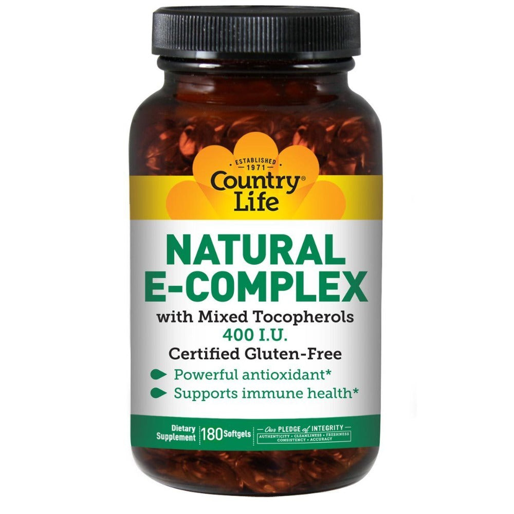 Country Life Vitamin E Complex (Softgel) 400 I.U. 180 Soft Gels Vitamins Country Life  (1057875099691)