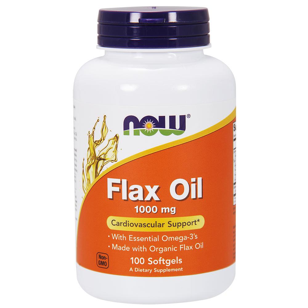 Now Foods Flax Oil Organic 1000 Mg 100 Softgels Now Foods  (1059116548139)