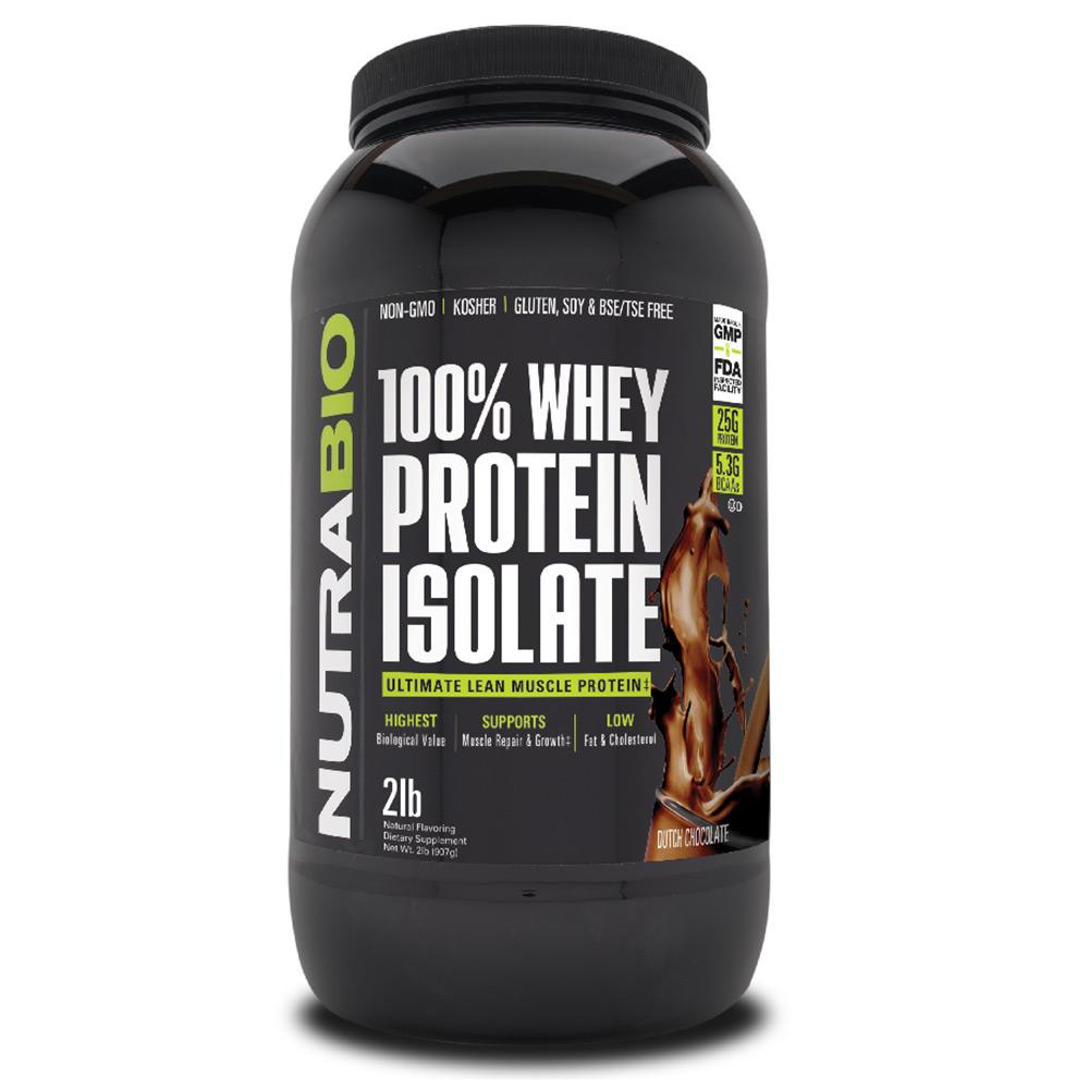 NutraBio 100% Whey Protein Isolate 2lb Protein Powders NutraBio Dutch Chocolate  (4371455672385)