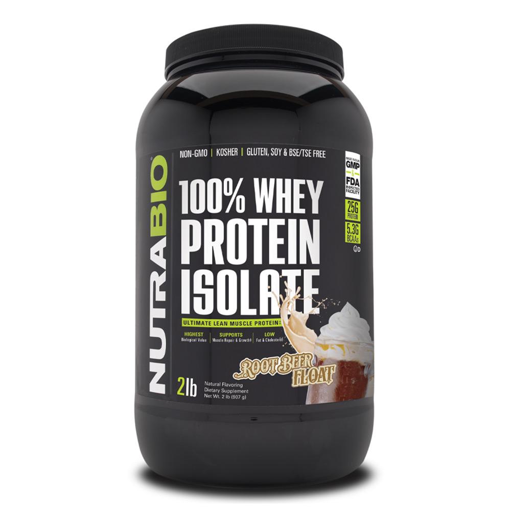 NutraBio 100% Whey Protein Isolate 2lb Protein Powders NutraBio Root Beer Float  (4371455672385)
