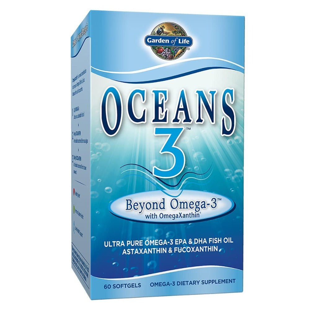 Garden of Life Oceans 3 Beyond Omega-3 w/OmegaXanthin 60 Gels Omega Fatty Acids / EFAs Garden of Life  (1058174730283)