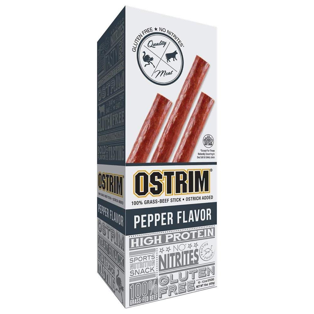Ostrim High Protein Jerky 10/Box Foods & Snacks Ostrim Pepper 