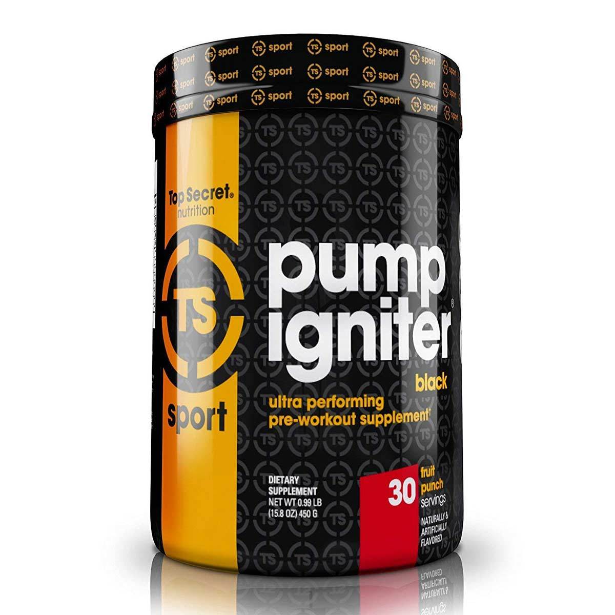 Pump Igniter Black 30 Servings Nitric Oxide Top Secret Nutrition Fruit Punch  (1529911509035)