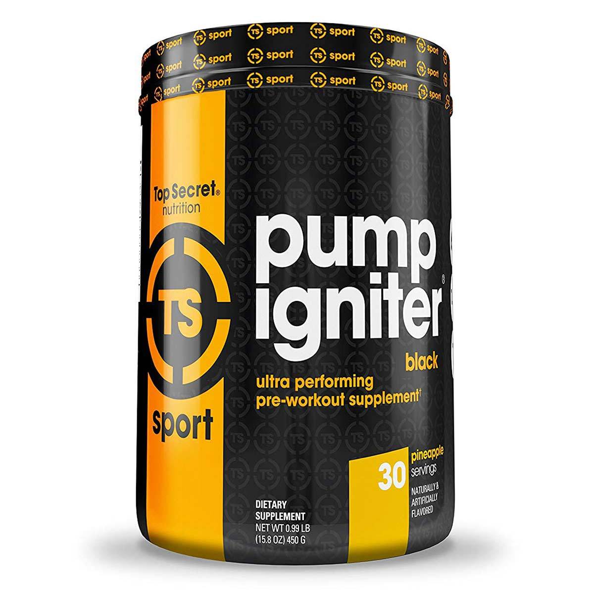Pump Igniter Black 30 Servings Nitric Oxide Top Secret Nutrition Pineapple  (1529911509035)