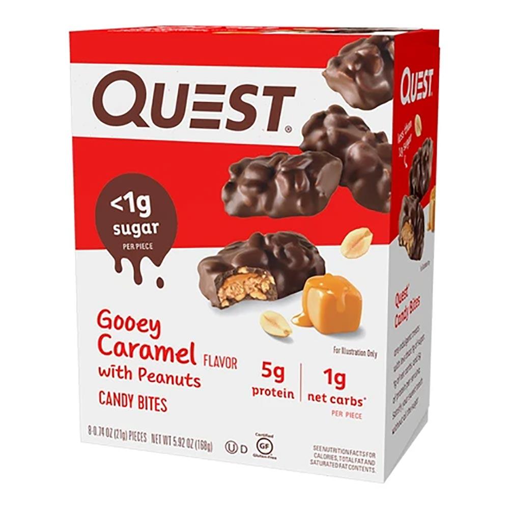Quest Candy Bites 8/Box Bars Quest Nutrition Gooey Caramel with Peanuts 