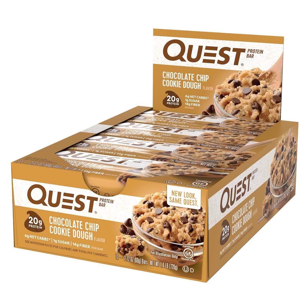 Quest Nutrition Quest Bar Protein Bar 12/Box Top 50 Quest Nutrition Chocolate Chip Cookie Dough  (1058690433067)