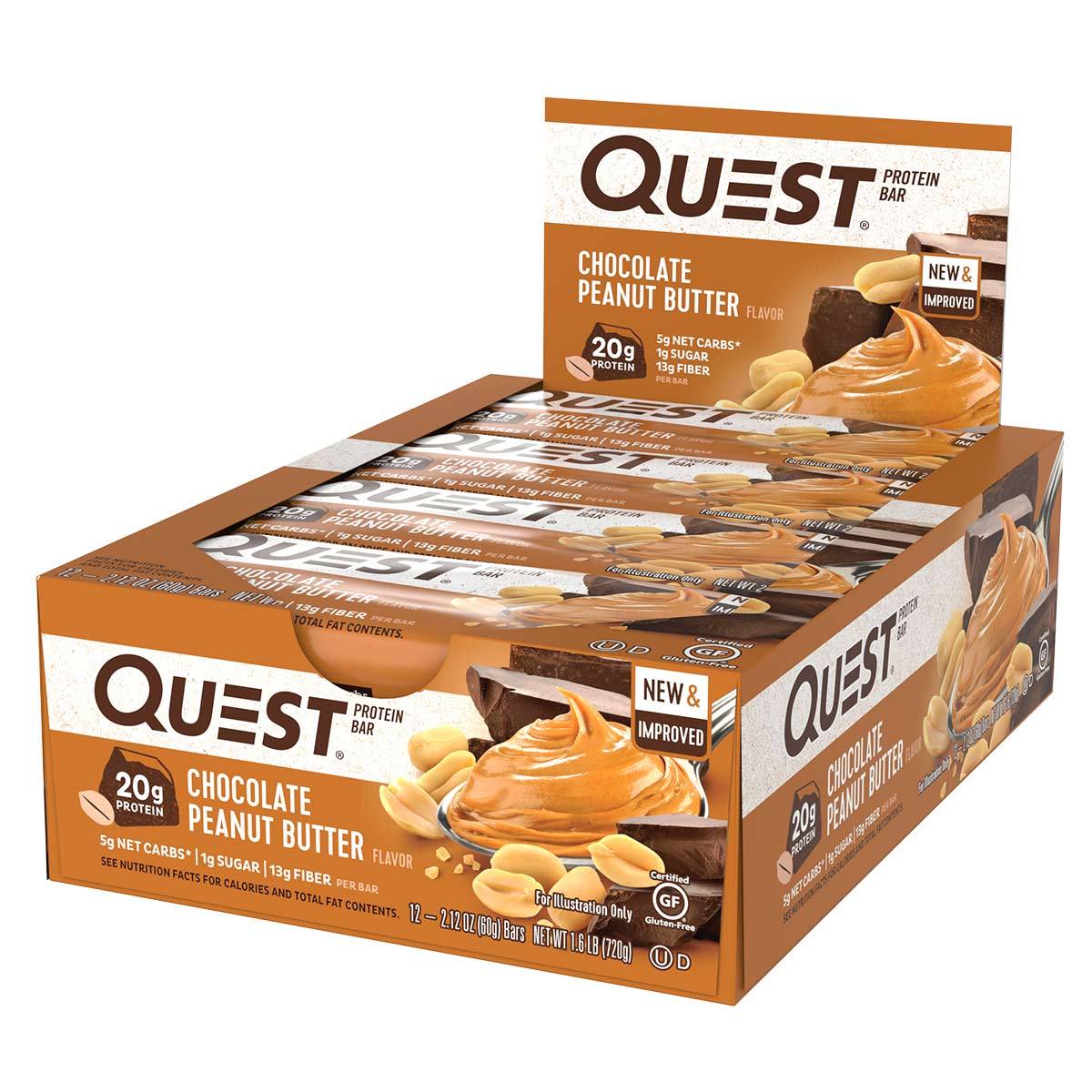 Quest Nutrition Quest Bar Protein Bar 12/Box Top 50 Quest Nutrition Chocolate Peanut Butter  (1058690433067)