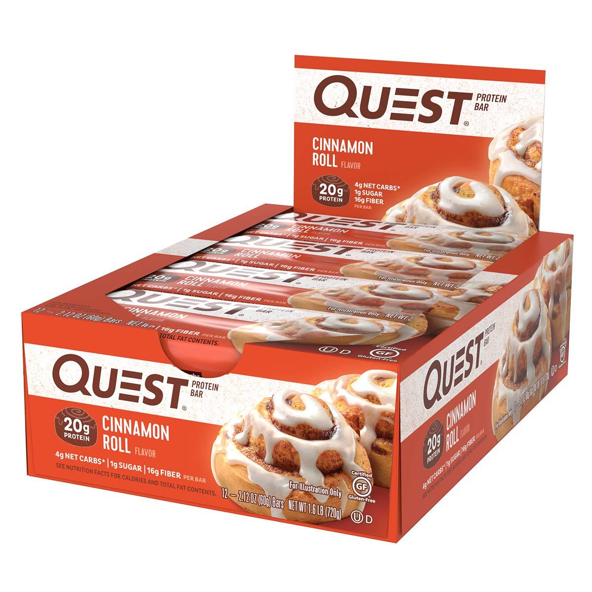 Quest Nutrition Quest Bar Protein Bar 12/Box Top 50 Quest Nutrition Cinnamon Roll  (1058690433067)