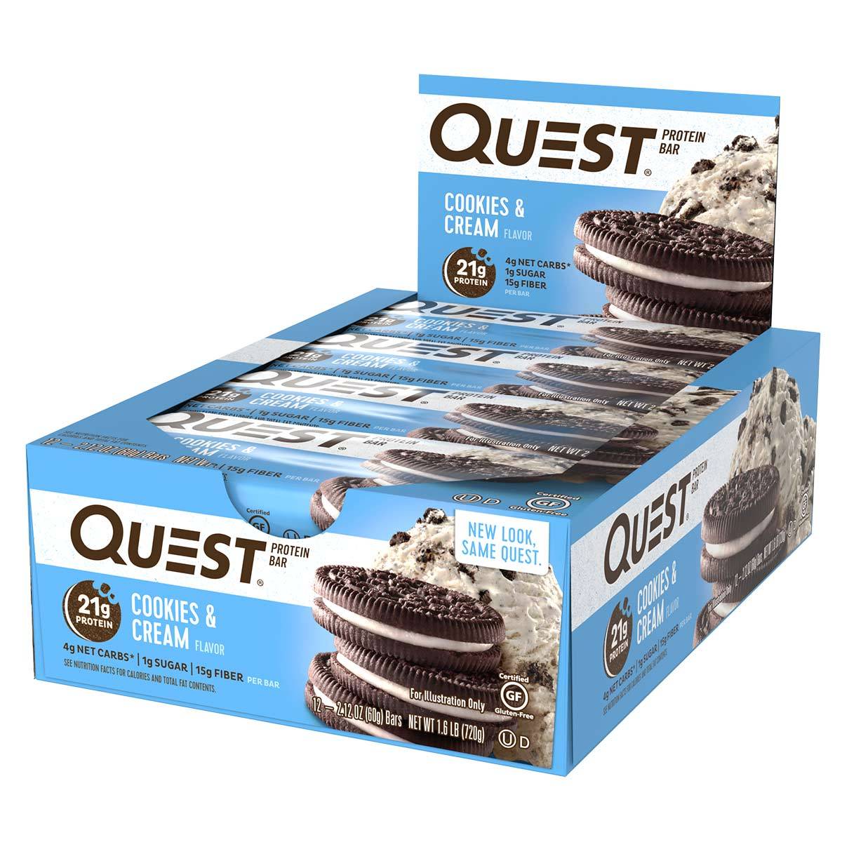 Quest Nutrition Quest Bar Protein Bar 12/Box Top 50 Quest Nutrition Cookies & Cream  (1058690433067)