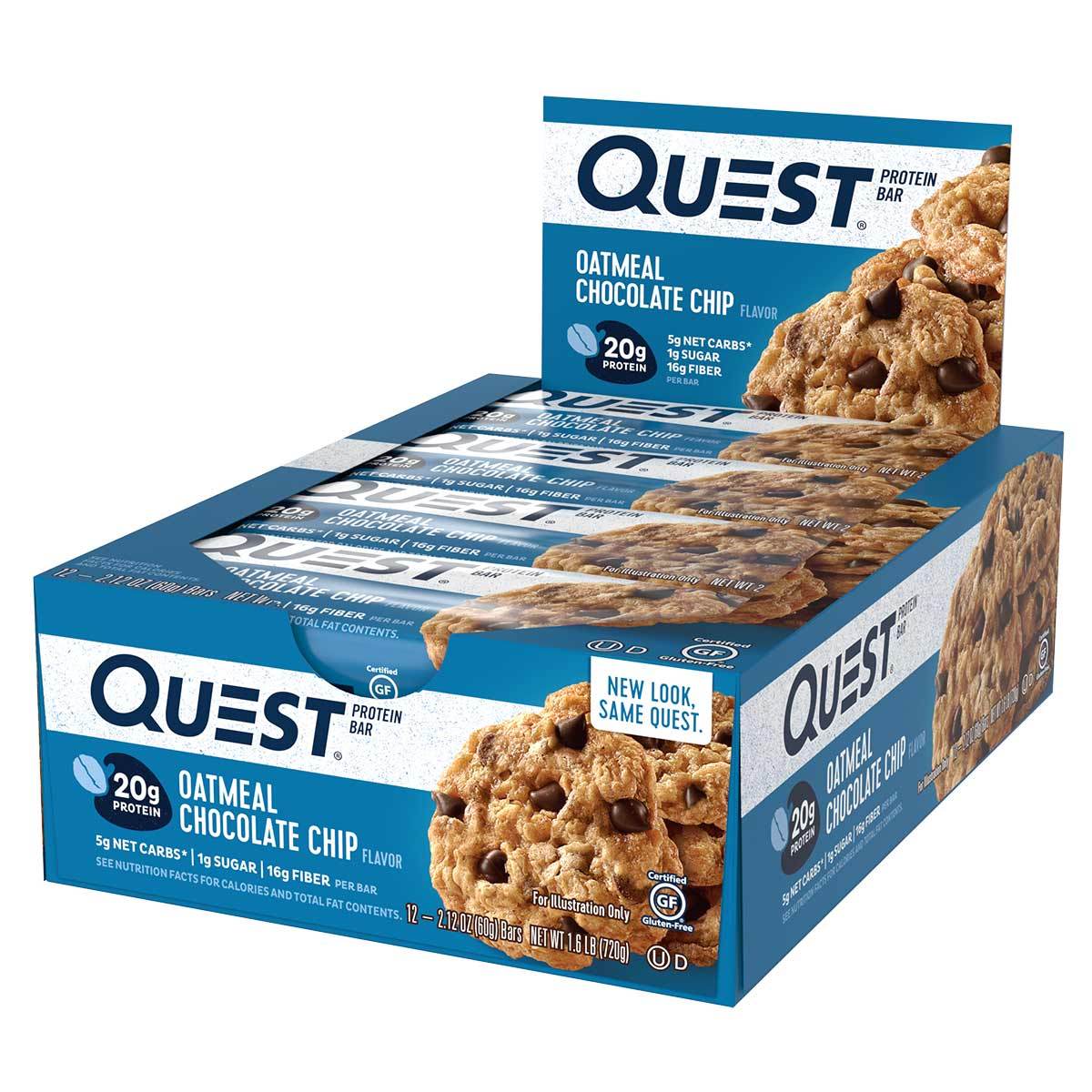 Quest Nutrition Quest Bar Protein Bar 12/Box Top 50 Quest Nutrition Oatmeal Chocolate Chip  (1058690433067)