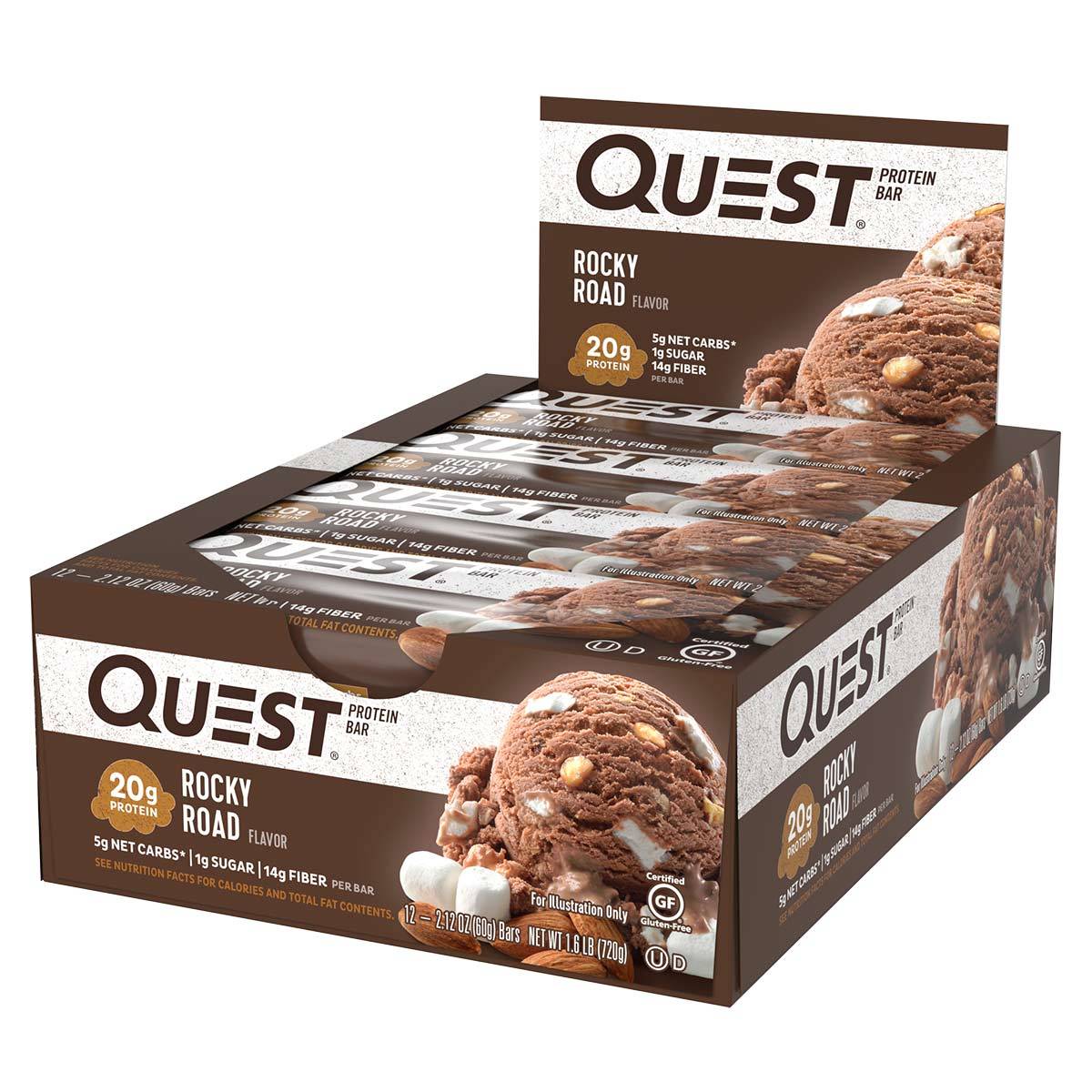 Quest Nutrition Quest Bar Protein Bar 12/Box Top 50 Quest Nutrition Rocky Road  (1058690433067)
