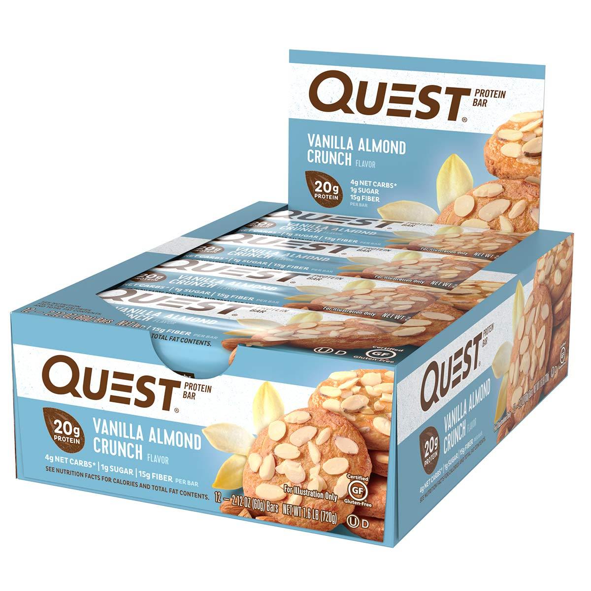 Quest Nutrition Quest Bar Protein Bar 12/Box Top 50 Quest Nutrition Vanilla Almond Crunch  (1058690433067)