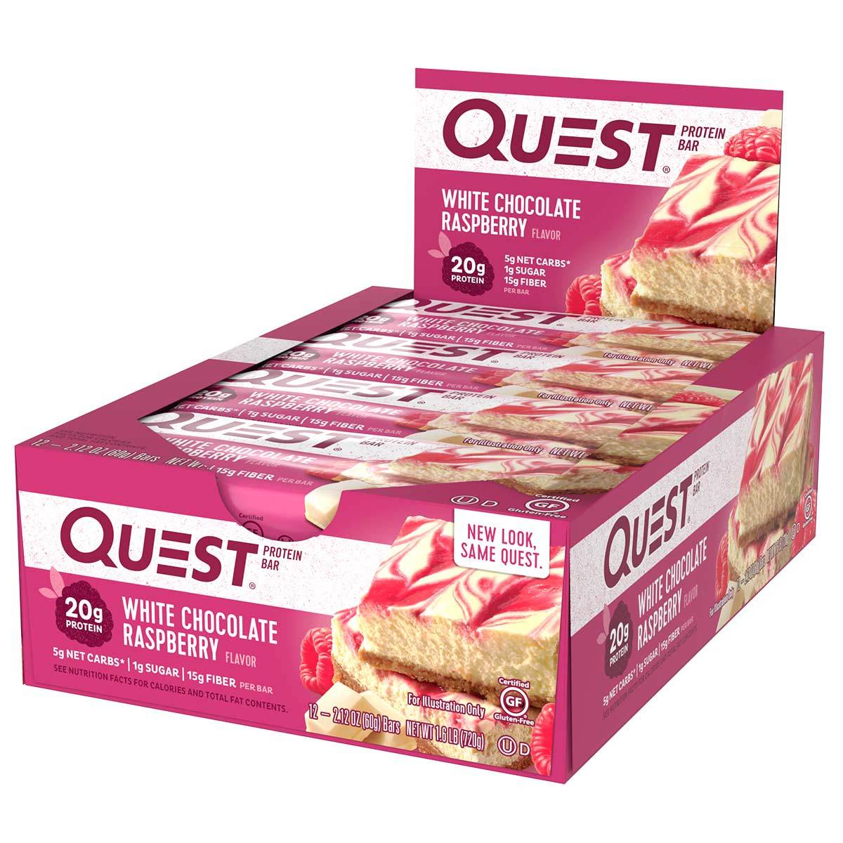 Quest Nutrition Quest Bar Protein Bar 12/Box Top 50 Quest Nutrition White Chocolate Raspberry  (1058690433067)